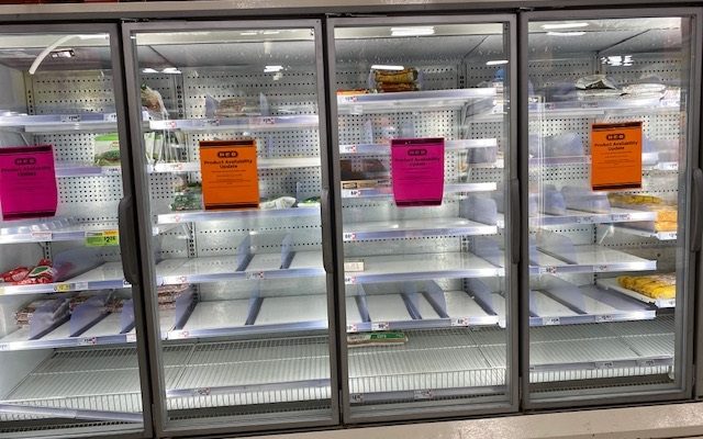 Panic buying continues, store shelves remain empty