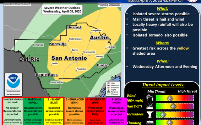 San Antonio and Austin areas could see strong storms bringing large hail