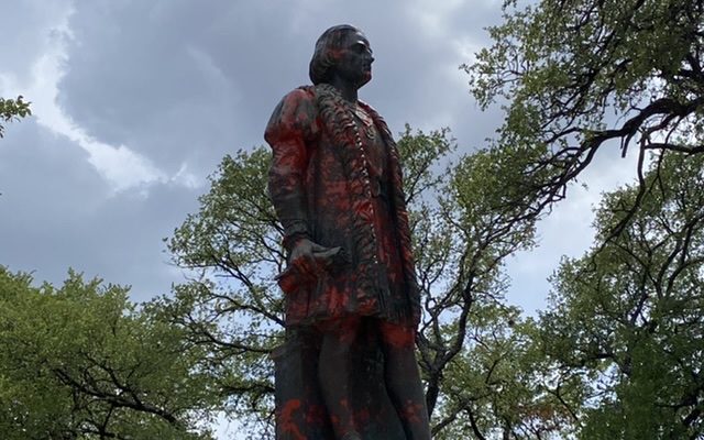 Vandals splash red paint on Columbus statue in downtown San Antonio