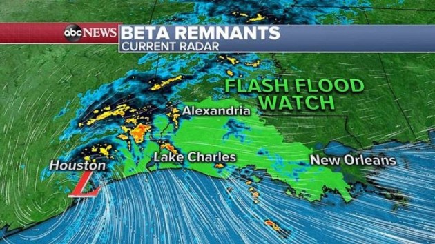 Beta remnants, flash flooding threat moves East into Louisiana, Mississippi and Alabama