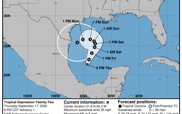 Tropical Depression 22 forms in Gulf of Mexico