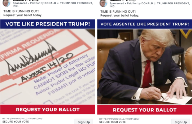 “Vote like Trump”: Campaign embraces mail-in voting in ad blitz