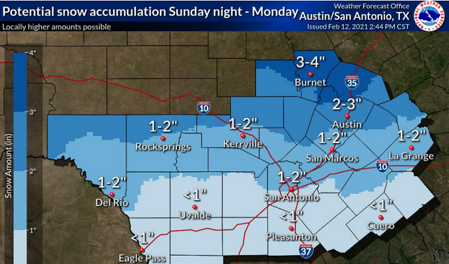 San Antonio could get up to two inches of snow