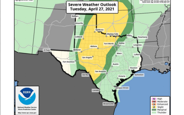 Severe weather chance coming Tuesday, Hill Country flooding possible Wednesday