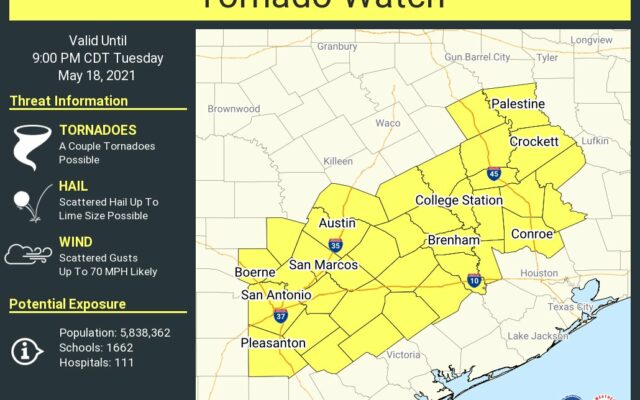 Tornado watch issued for Greater San Antonio area