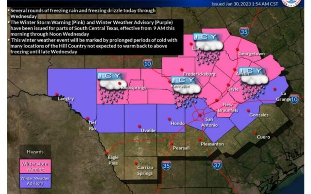 Winter Weather Warning issued for parts of the Hill Country