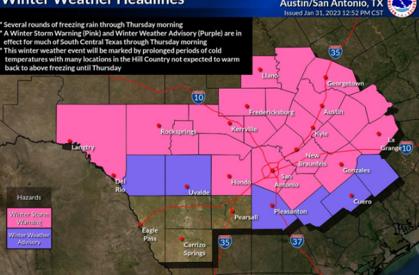 Winter Storm Warning continues through Thursday morning for San Antonio, Hill Coutry