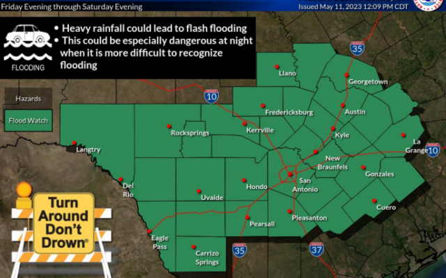 National Weather Service: Flood Watch for San Antonio, Hill County, I-35 Corridor