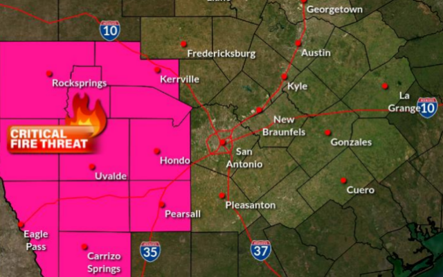 Red Flag Warning for much of South Central Texas through Monday night