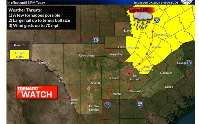 National Weather Service issues tornado watch through 5 p.m. Tuesday, additional storms possible for Tuesday night
